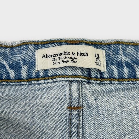 Abercrombie & Fitch Ultra High Rise 90s Straight Jeans Size 34/18 SHORT - Picture 4 of 8